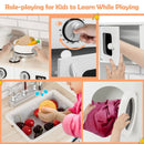 Play Kitchen with Washing Machine, Microwave and Clock – White