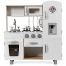 Play Kitchen with Light and Sound Water Dispenser – White & Natural