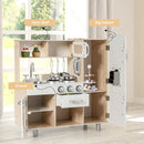Play Kitchen with Light and Sound Water Dispenser – White & Natural