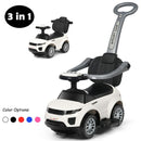3-in-1 Toddler Push Car with Lights and Music – White