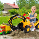 Kids Ride-On Excavator with Toy Helmet and Stones – Yellow