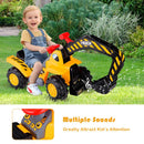 Kids Ride-On Excavator with Toy Helmet and Stones – Yellow