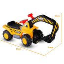 Kids Ride-On Excavator with Toy Helmet and Stones – Yellow