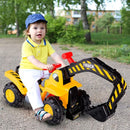 Kids Ride-On Excavator with Toy Helmet and Stones – Yellow