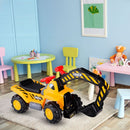 Kids Ride-On Excavator with Toy Helmet and Stones – Yellow