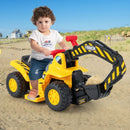 6V Kids Ride-On Excavator with Bucket and Storage – product view