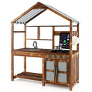 Outdoor Mud Kitchen with Canopy and Planting Boxes – Natural