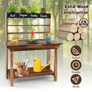 Kids Wooden Potting Bench with Four Pots and Chalkboard – Natural