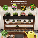 Kids Wooden Potting Bench with Four Pots and Chalkboard – Natural