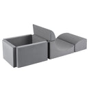Foam Climbing Set with Ball Pit and Suede Covers – Grey