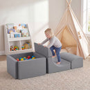 Foam Climbing Set with Ball Pit and Suede Covers – Grey