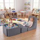 Foam Climbing Set with Ball Pit and Suede Covers – Grey