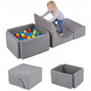 Foam Climbing Set with Ball Pit and Suede Covers – Grey