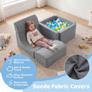 Foam Climbing Set with Ball Pit and Suede Covers – Grey