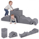 6-Piece Foam Climbing Set with Bridge and Arches – Grey