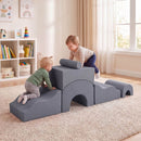 6-Piece Foam Climbing Set with Bridge and Arches – Grey