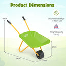 Kids Metal Wheelbarrow with Easy-Grip Handles – Light Green