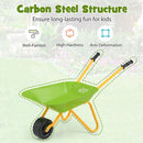 Kids Metal Wheelbarrow with Easy-Grip Handles – Light Green