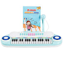37-Key Kids Keyboard with Microphone and Music Stand – Blue