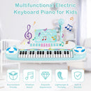 37-Key Kids Keyboard with Microphone and Music Stand – Blue