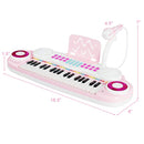 37-Key Kids Keyboard with Microphone and Music Stand – Pink