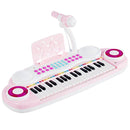 37-Key Kids Keyboard with Microphone and Music Stand – Pink