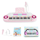 37-Key Kids Keyboard with Microphone and Music Stand – Pink