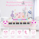 37-Key Kids Keyboard with Microphone and Music Stand – Pink