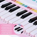 37-Key Kids Keyboard with Microphone and Music Stand – Pink