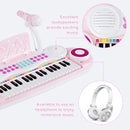 37-Key Kids Keyboard with Microphone and Music Stand – Pink