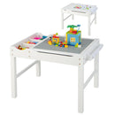 2-in-1 Kids Activity Table Wooden Play Desk w/Reversible Tabletop & Paper Roll - White