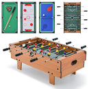 4-in-1 Tabletop Game Set with Foosball and Billiards – Brown