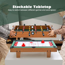 4-in-1 Tabletop Game Set with Foosball and Billiards – Brown