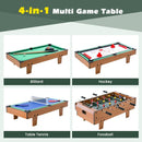 4-in-1 Tabletop Game Set with Foosball and Billiards – Brown