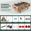 4-in-1 Tabletop Game Set with Foosball and Billiards – Brown