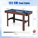 122 cm Wooden Pool Table with Ball and Cue Set – Blue