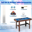 122 cm Wooden Pool Table with Ball and Cue Set – Blue