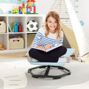 Kids elephant sensory swivel chair in blue, featuring a non-slip metal base for safe 360° spinning fun indoors or.