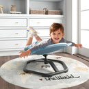 Kids elephant sensory swivel chair in blue with non-slip metal base, promoting fun and core strength during play.