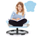 Kids elephant sensory swivel chair in blue with non-slip metal base, promoting core strength and sensory development.