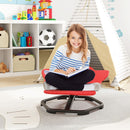 Red elephant sensory swivel chair with non-slip metal base, promoting core strength and sensory development for kids.