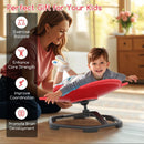 Kids elephant sensory swivel chair in red with non-slip metal base, promoting balance and coordination for indoor play.