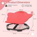 Dimensions chart of the red elephant sensory swivel chair, showcasing weight capacity of 100 kg and suitable for ages.