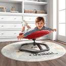 Kids elephant sensory swivel chair in red, featuring a non-slip metal base for safe 360° spinning fun indoors or.