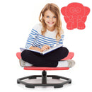 Kids elephant sensory swivel chair in red, featuring a non-slip metal base for safe 360° spinning fun indoors and.