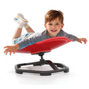 Child enjoying the Elephant Sensory Swivel Chair in red, promoting sensory development and core strength through 360°.