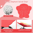 Red elephant sensory swivel chair with ergonomic curved seat and non-slip metal base for kids' safe spinning fun.