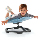 Child enjoying the Petal Sensory Swivel Chair in blue, promoting sensory development and core strength with 360°.