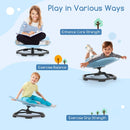 Kids petal sensory swivel chair in blue, promoting core strength and balance with a non-slip metal base for safe play.