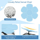 Blue petal sensory swivel chair with ergonomic curved seat and non-slip metal base, ideal for kids' play areas.